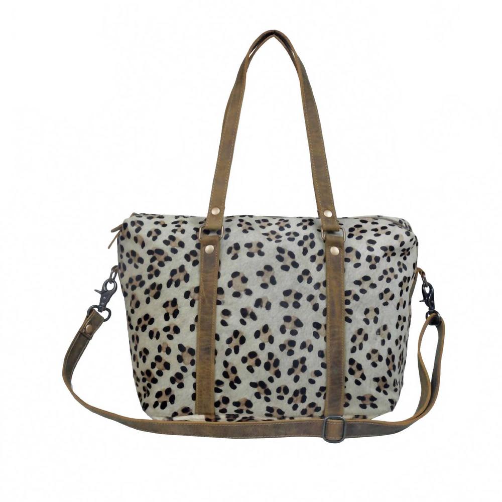 NEW MYRA BAGS women's mini duffle bag in leopard print